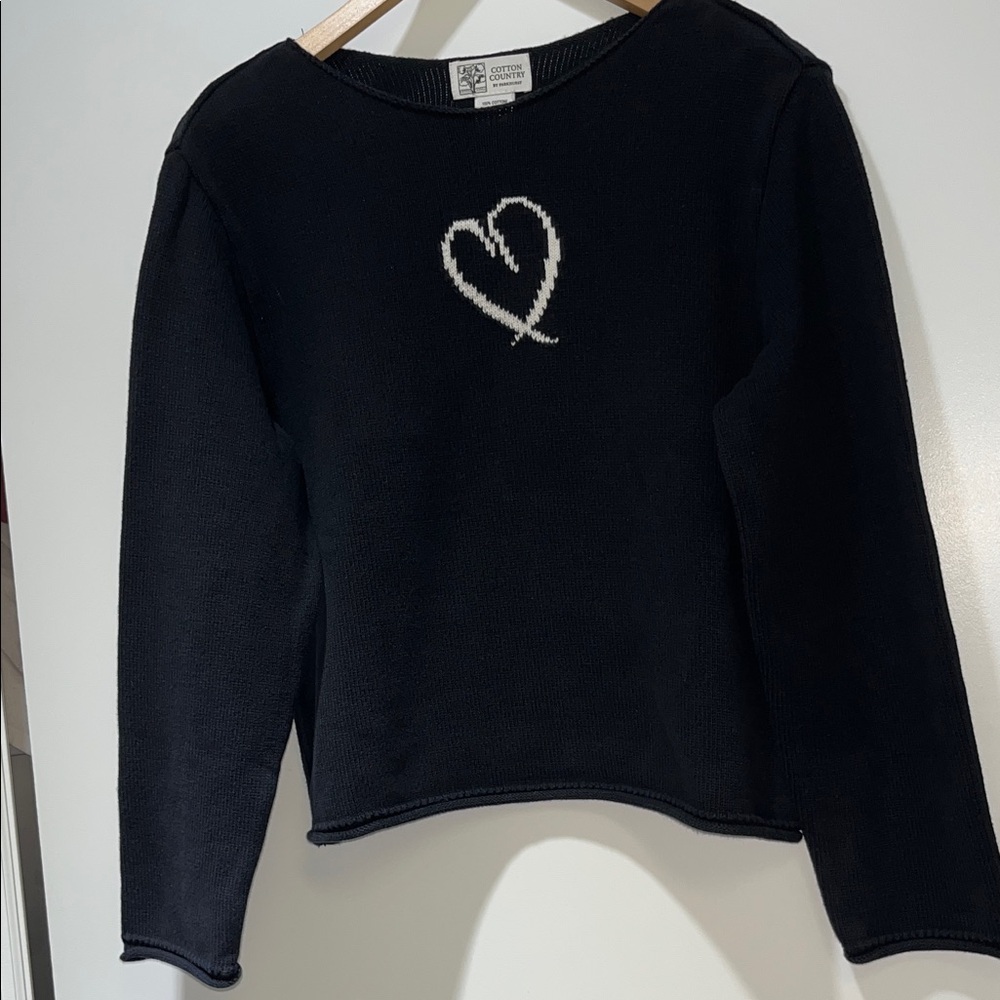 Heavy “Cotton Country” By Parkhurst Made In Canada SweaterSize M Black-White